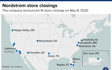 Nordstrom即将永久关闭的16家百货商店