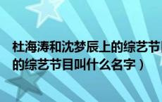 杜海涛和沈梦辰上的综艺节目叫什么（杜海涛和沈梦辰参演的综艺节目叫什么名字）