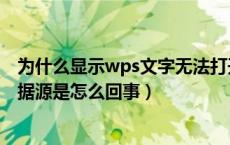 为什么显示wps文字无法打开数据源（wps文字无法打开数据源是怎么回事）