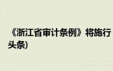 《浙江省审计条例》将施行 加强公共资金等领域监督(今日/头条)