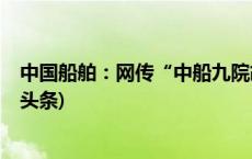 中国船舶：网传“中船九院胡世南虐猫”系不实信息(今日/头条)