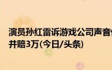 演员孙红雷诉游戏公司声音侵权案一审宣判：被告赔礼道歉并赔3万(今日/头条)