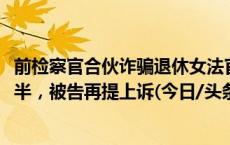 前检察官合伙诈骗退休女法官一审获刑10年半重审改判12年半，被告再提上诉(今日/头条)