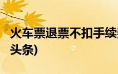 火车票退票不扣手续费了？12306回应(今日/头条)