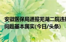 安徽医保局通报芜湖二院违规使用医保基金问题情况：10个问题基本属实(今日/头条)