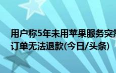 用户称5年未用苹果服务突然发现一直被扣费，苹果：历史订单无法退款(今日/头条)