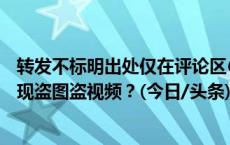 转发不标明出处仅在评论区@一下原作者，社交平台为何频现盗图盗视频？(今日/头条)