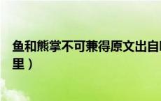 鱼和熊掌不可兼得原文出自哪里（鱼和熊掌不可兼得出自哪里）