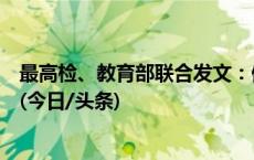 最高检、教育部联合发文：做好涉案未成年人控辍保学工作(今日/头条)