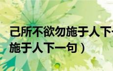 己所不欲勿施于人下一句怎么怼（己所不欲勿施于人下一句）