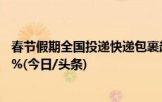 春节假期全国投递快递包裹超6.41亿件，日均同比增长82.1%(今日/头条)