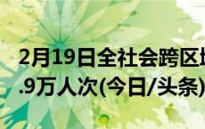 2月19日全社会跨区域人员流动量完成19326.9万人次(今日/头条)