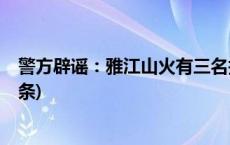 警方辟谣：雅江山火有三名扑火人员牺牲？谣言！(今日/头条)