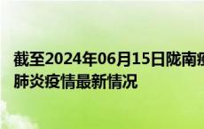 截至2024年06月15日陇南疫情最新消息-陇南新型冠状病毒肺炎疫情最新情况